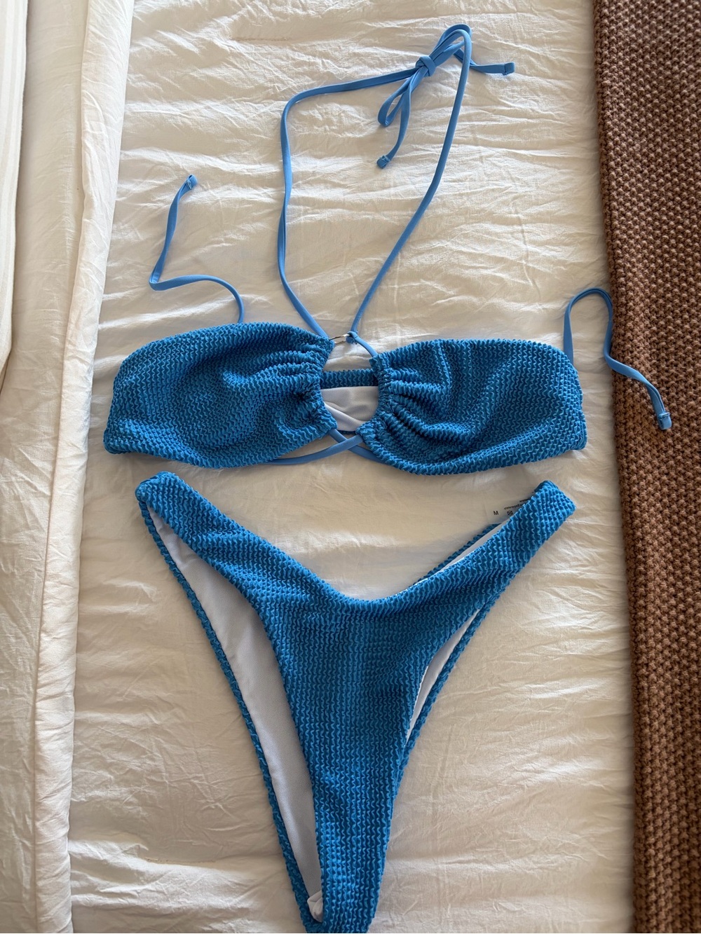 Blue Textured Bikini Set - Two Piece Swim